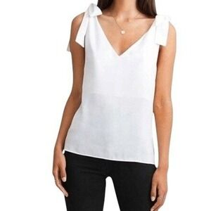 🆕 BELLE & BLOOM Feel For You White V-Neck Tie Shoulder Sleeveless Top NWT $90 XS